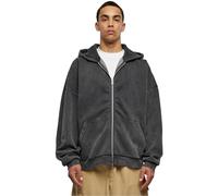 Urban Classics Men's Heavy Sand Washed 90's Zip Hoody Hooded Sweatshirt, Black, XXXL