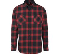 Urban Classics Men's Hemd Checked Flanell Shirt 6 Casual, Black/red 02374, 4XL