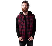 Urban Classics Hooded Shirt - Hooded Ed Flanell Sweat Leeve Shirt Men Black L