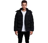 Urban Classics Men's Hooded Puffer Quilted Interior Padded Jacket with Elasticated Cuffs, High Neck Zipper, Removable Hoodie, Black, M