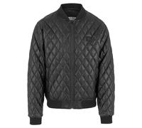 Urban Classics Men's Imitation Leather Jacket Diamond Quilt Design Black black Size:S