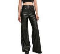 Urban Classics Ladies Faux Leather Wide Leg Pants Black size W28 | Leather Pants Outlet | Women | Black W28