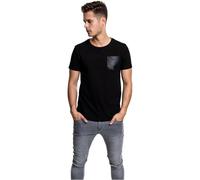 Urban Classics Men's Leather Imitation Pocket Tee T-Shirt, Black (Blk/blk 00017), Small