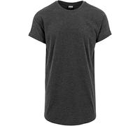 URBAN CLASSICS Men's Long Basic Tee with Round Neckline & Hem, Men's T-Shirt with Turn-Up Finish and Overcut Shoulders, Short-Sleeve Tall Tee T-Shirt with Long Fit, Colour: Charcoal, Size: X-Large