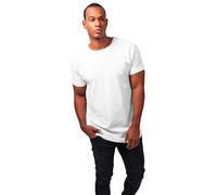 URBAN CLASSICS Men's Long Basic Tee with Round Neckline & Hem, Men's T-Shirt with Turn-Up Finish and Overcut Shoulders, Short-Sleeve Tall Tee T-Shirt with Long Fit, Colour: White, Size: X-Large