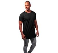 URBAN CLASSICS Men's Long Basic Tee with Round Neckline & Hem, Men's T-Shirt with Turn-Up Finish and Overcut Shoulders, Short-Sleeve Tall Tee T-Shirt with Long Fit, Colour: Black, Size: X-Large