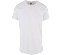 URBAN CLASSICS Men's Long Basic Tee with Round Neckline & Hem, Men's T-Shirt with Turn-Up Finish and Overcut Shoulders, Short-Sleeve Tall Tee T-Shirt with Long Fit, Colour: White, Size: X-Large