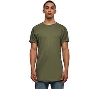 URBAN CLASSICS Men's Long Basic Tee with Round Neckline & Hem, Men's T-Shirt with Turn-Up Finish and Overcut Shoulders, Short-Sleeve Tall Tee T-Shirt with Long Fit, Colour: Olive, Size: XX-Large