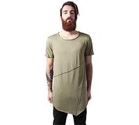 Urban Classics Men's Long Open Edge Front Zip Tee T-Shirt, Green-Grün (lightolive 729), Medium