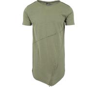 Urban Classics Men's Long Open Edge Front Zip Tee T-Shirt - Green - Grün (lightolive 729), Small