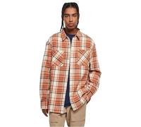 Urban Classics Men's Long Oversized Checked Leaves Shirt, Softseagrass/red, L