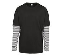 Urban Classics Oversized Double Layer Striped LS Tee Long-sleeve Shirt black white XXL