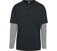 Urban Classics Men's Longsleeve T-shirt Oversized Double Layer Striped Ls Tee T Shirt, Black, L UK