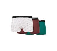 Urban Classics Men's Organic Boxer Shorts, Pack of 3, Scrpt Clrfl + Cherry + Tree Green, XL
