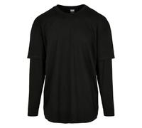 Urban Classics Men's Oversized Shaped Double Layer Ls Tee T Shirt, Black/Black, 5XL UK