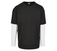 Urban Classics Men's Oversized Shaped Double Layer Ls Tee T-Shirt, Multicolour (Black/White 00826), Small
