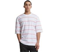 Urban Classics Men's Oversized Sleeve Modern Stripe Tee White/Lemon Pink S, White/Lemonade Pink, S