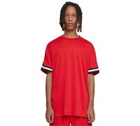 Urban Classics Men's Oversized Stripes Mesh Tee T-Shirt, Cityred, XXL