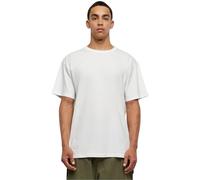URBAN CLASSICS Men's Oversized Tee Shirt, Long Oversized T-Shirt with Round Neckline & Dropped Shoulders, Men's Basic Plain T-Shirt, 100% Cotton Tall Tee, Colour: white, Size: Small
