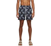 Urban Classics Men's Pattern swim Shorts Badeshorts, Multicolour (Black/Rose 01412), S