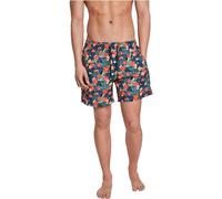 Urban Classics Men's Pattern swim Shorts Badeshorts, Multicolour (Blk/Tropical 02061), S