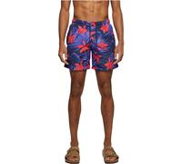 Urban Classics Men's Pattern Swim Shorts, Blue/Red, M