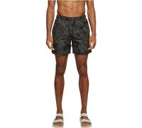 Urban Classics Men's Pattern Swim Shorts - Palm/Olive - XXL