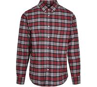 Urban Classics Men's Plaid Cotton Shirt, Asphalt/red, S