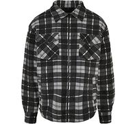 Urban Classics Men's Plaid Teddy Lined Shirt Jacket, Black/White, S