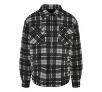 Urban Classics Men's Plaid Teddy Lined Shirt Jacket, Black/White, XL