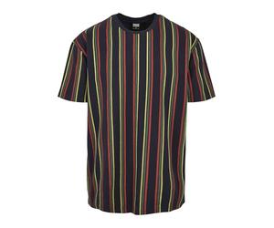 Urban Classics Men's Printed Oversized Retro Stripe Tee T Shirt, Midnight Navy/Burnedred, 5XL UK