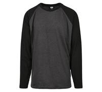 Urban Classics Men's Raglan Contrast Ls T Shirt, Charcoal/Black, 4XL Plus UK