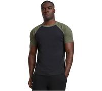 Urban Classics Men's Raglan Contrast Tee T-Shirt, Black/Olive 00757, S