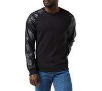 Urban Classics Men's Raglan Leather Imitation Crew Pullover, Black (Blk/Blk 00017), S