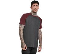 Urban Classics Mens Raglan T-Shirt, Charcoal/Burgundy, XL UK