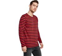 Urban Classics Men's Long-sleeve Shirt Regular Stripe Red/Black XXL