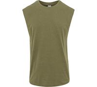 Urban Classics Men's Sleeveless T-Shirt Workout Vest with Round Neckline and Rolled Hems, Loose Tank Top, 100% Jersey Cotton, Olive, Size: Medium, M