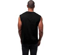 Urban Classics Men's Sleeveless T-Shirt Workout Vest with Round Neckline and Rolled Hems, Loose Tank Top, 100% Jersey Cotton, Black, Size: Medium, M