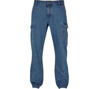 Urban Classics Mens Straight Leg Cargo Jeans / 32R Light Blue Washed TN1273