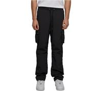 Urban Classics Men's Straight Leg Nylon Cargo Pants, Black, XL
