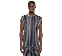 Urban Classics Men's Striped mesh Tank top Undershirt, Black/White, L