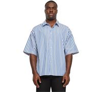 Urban Classics Men's Striped Short Sleeve Summer Shirt, White/Blue, XXXX-Large