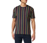 Urban Classics Men's Tb3693-printed Oversized Retro Stripe Tee T-Shirt, Midnightnavy/Burnedred, S Plus Tall