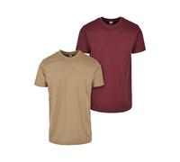 Urban Classics Men's Tb2684a-basic Tee 2-Pack T-Shirt, Khaki + Red Wine, M (Pack of 2)