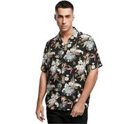 Urban Classics Men's Tb4150-viscose AOP Resort Shirt Viscose, Hawaiian Floral Print and Turned Collar, Sizes S-5XL, Blacktropical, L