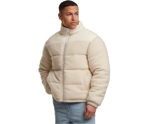 Urban Classics Men's Tb7940-fabric Mix Teddy Puffer Jacket, Whitesand, S