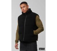 Urban Classics Men's Teddy Borg Funnel Neck Zip Gilet in Black | Size: Large Urban Classics Black L