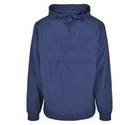 URBAN CLASSICS Men's Windbreaker Jacket, Pullover Rain Jacket with Hoodie, Longsleeve Hooded Men's Raincoat, Lightweight & Water Repellent, Colour: Dark Blue, Size: XX-Large