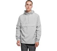 URBAN CLASSICS Men's Windbreaker Jacket, Pullover Rain Jacket with Hoodie, Longsleeve Hooded Men's Raincoat, Lightweight & Water Repellent, Colour: Lightasphalt, Size: Large