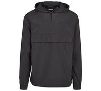 URBAN CLASSICS Men's Windbreaker Jacket, Pullover Rain Jacket with Hoodie, Longsleeve Hooded Men's Raincoat, Lightweight & Water Repellent, Colour: Black, Size: Small